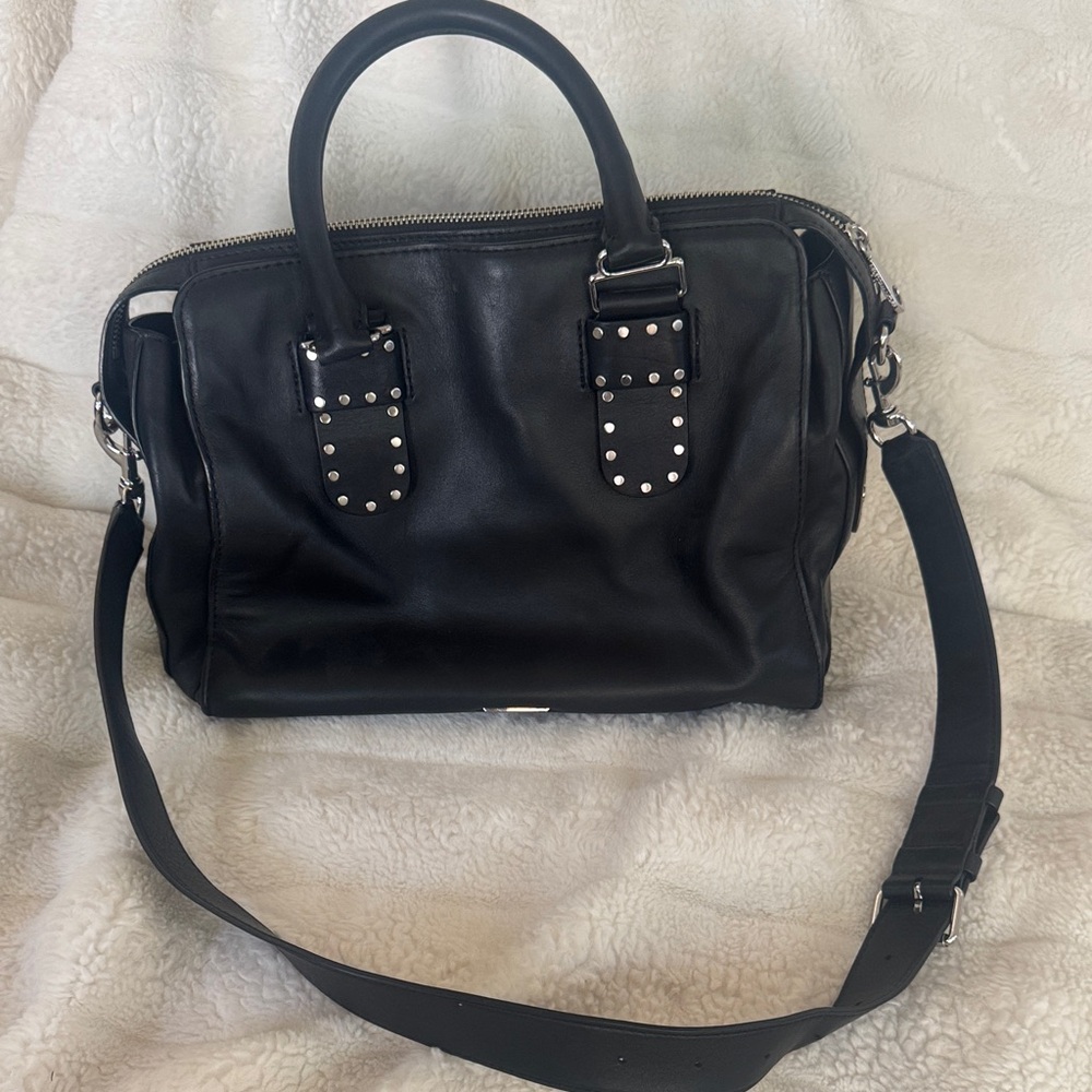 Rebecca Minkoff Black Satchel with Silver Accents